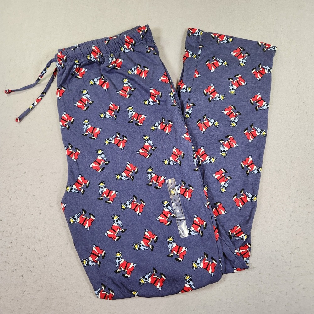 GOAT USA Santa Goat Print Relaxed Pajama Pants Navy Blue Unisex XL NWT